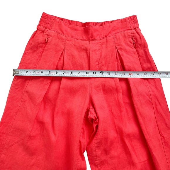 Athleta Linen Wide Leg High Rise Elastic Waist Crop Pants Women Size 8Tall - Picture 13 of 16